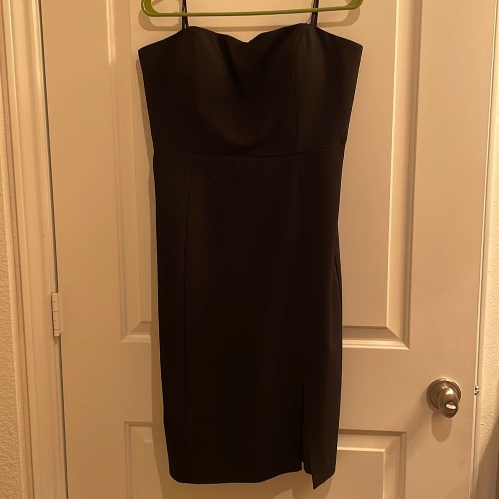 Eliza J Black Strapless Dress with slit - Size 14